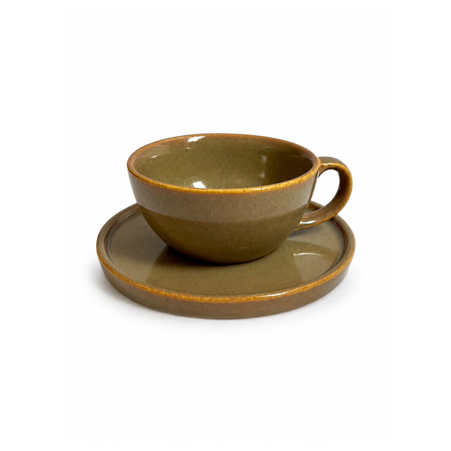 Olive Amber Cup & Saucer